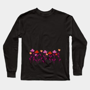 Flowers in Lesbian Flag Colors Long Sleeve T-Shirt